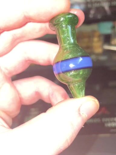 Preview pic of 25mm ZenGlass Green cropal and dichro, blue/black encalmo cap.