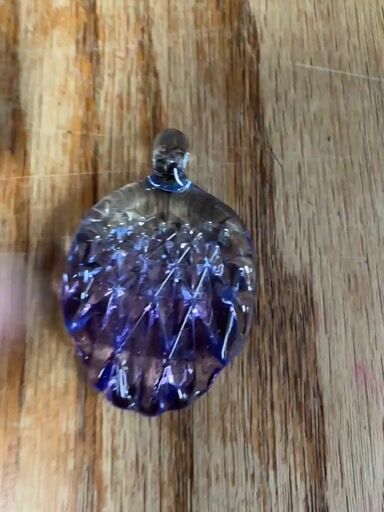 Preview pic of 2016 KZG Glass clear to purple rain fade pineapple pendant NOS