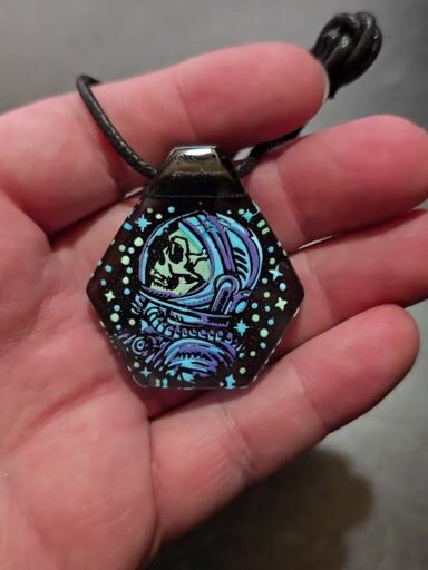 Preview pic of Astronaut Skull Layered Glow Pendant Seconds