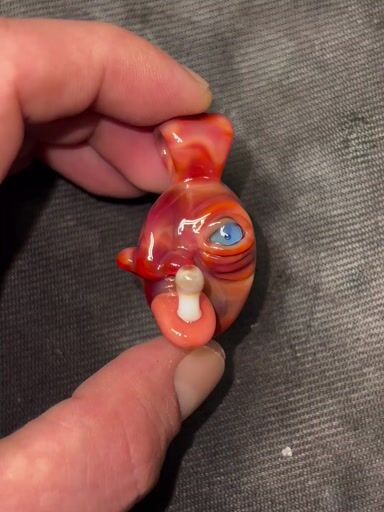 Preview pic of Orange rainbow mushroom guy pendant