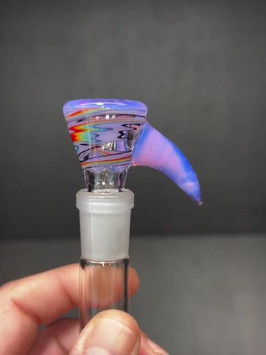 Preview pic of 14mm 4 hole pink slyme/rainbow lineworked slide