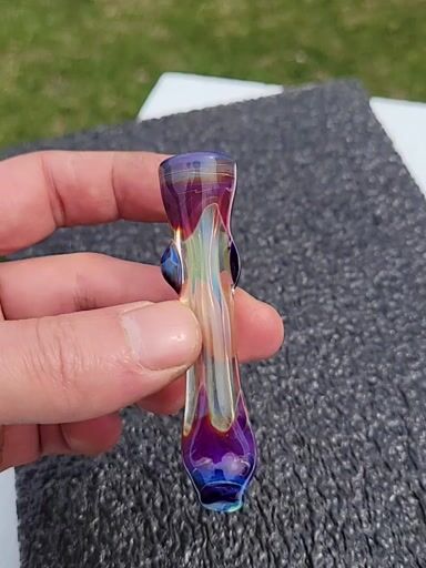 Preview pic of Double amber purple and silver fume chillum
