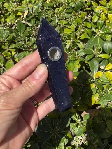 Preview pic of Blue Goldstone Rock Hand Pipe