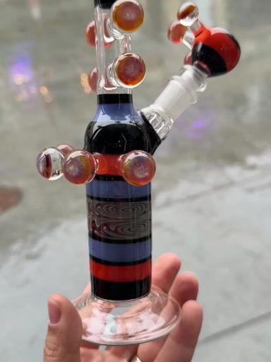 Preview pic of 8.5” Reading Glass Militia Marble Rig w/ removable Downstem & matching bowl
