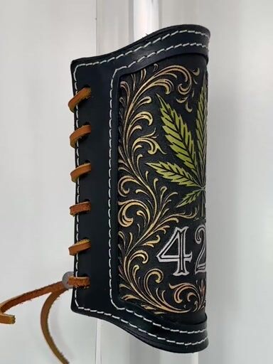 Preview pic of RipGrip-Full Grain Leather Sleeve Accessory for Glass Water Pipe