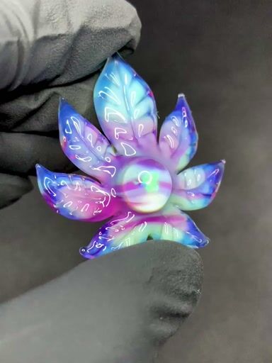 Preview pic of Aquamania/Royal Jelly chaos leaf pendant