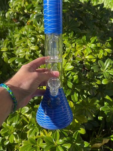 Preview pic of Blue 10 Inch Double Perc Bong