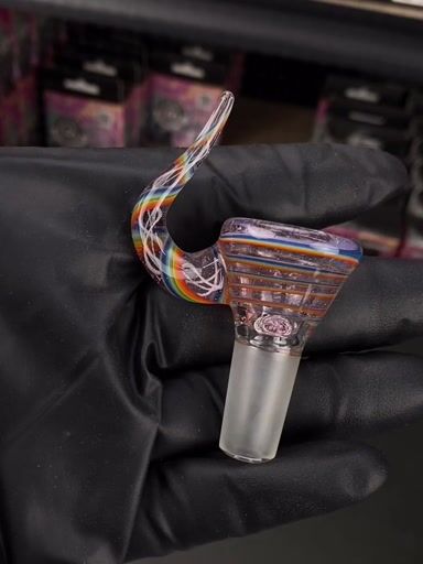 Preview pic of Brian Sheridan 14mm 3-Hole Rainbow Cane Horn Bowl Slide