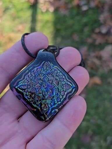 Preview pic of Clearance Square Mandala Layered Dichro Pendant