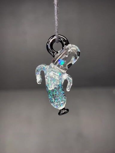 Preview pic of Crushed opal(mint opals) banana pendant