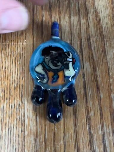 Preview pic of 2016 Windstar glass custom Fred Flinstone drippy pendant North Star amber NOS
