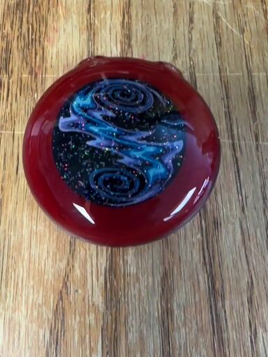 Preview pic of Cody pline red elvis wig wag crushed opal disc pendant new old stock 2016 amazing piece