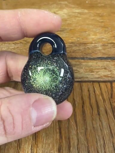 Preview pic of Allycat glass Dichro galaxy pendant w/ fumed back and blue stardust bail