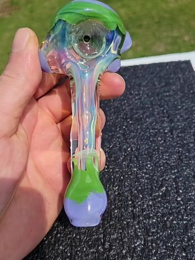 Preview pic of Skyline,  jadegreen and silver fumed large spoon