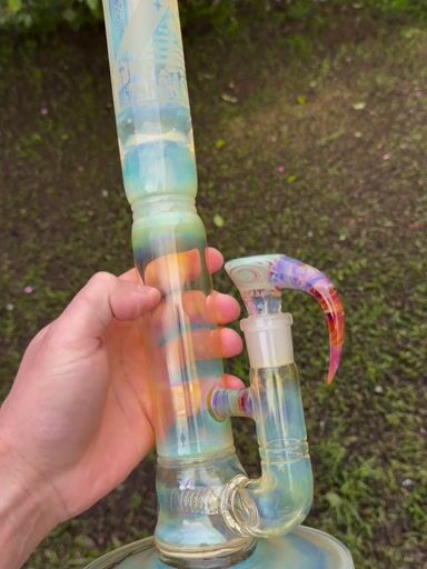 Preview pic of 16.5” Fumed Sandblasted Amber Purple Line Work Stemline ApixDesign