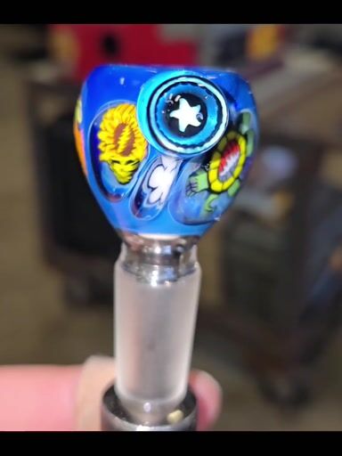 Preview pic of Gratefuldead themed Mille montage 14mm irrid blue slide