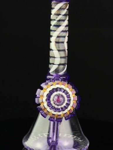 Preview pic of P.A. Jay Glass Purple & White Worked Beaker