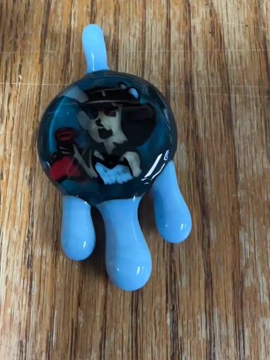Preview pic of 2016 Windstar glass custom Betty Rubble drippy pendant aqua azul NOS