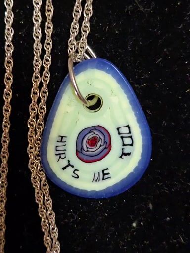 Preview pic of "HURTS ME TOO" borosilicate Mille pendant