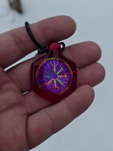 Preview pic of Viking Vegvisir Layered Dichro Pendant Clearance