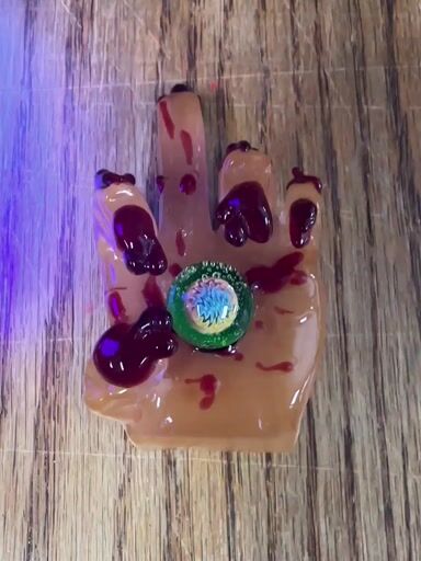 Preview pic of Stabby Joe bloody flip off hand pendant custom UV with UV millie center brand new old stock 2016