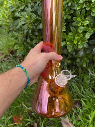 Preview pic of Amber Iridescent 14 Inch Beaker Bong