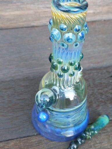 Preview pic of Ocean Inspired Hand Blown Rig With Matching Poker. Ships Free!