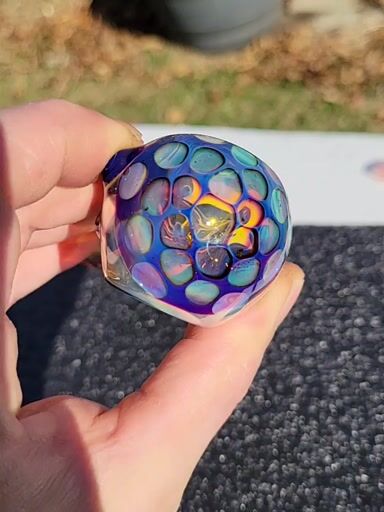 Preview pic of Silver fumed spoon with double amber purple honeycomb cap