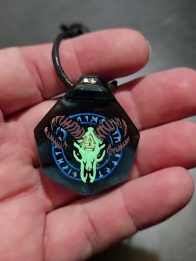 Preview pic of Viking Ram Skull Layered Glow Pendant