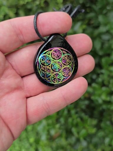 Preview pic of Rainbow Flower of Life Layered Dichro Pendant