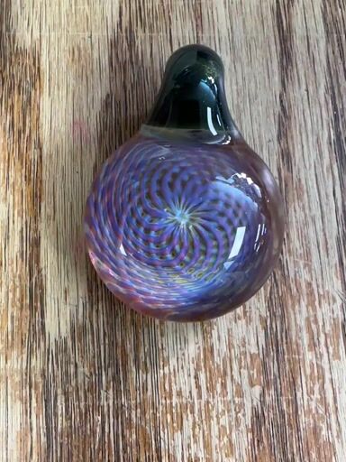 Preview pic of 2015 Rushin glass reticello northstar amber pendant with green stardust bail NOS