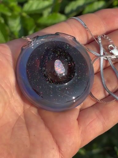 Preview pic of Crushed opal pendant with sterling chain