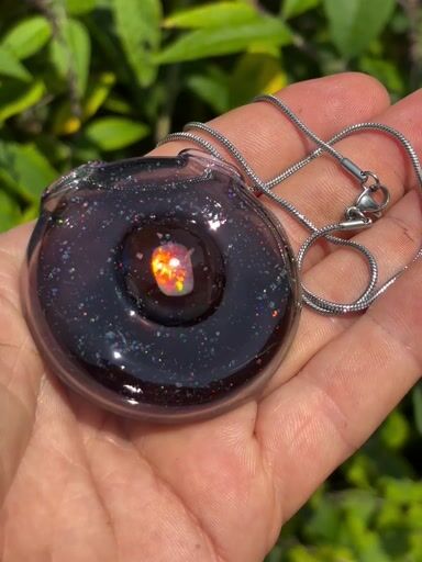 Preview pic of Crushed opal pendant with sterling necklace