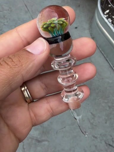 Preview pic of Glass Dab Tool w/ Marble Carb Cap By Mustard Glass