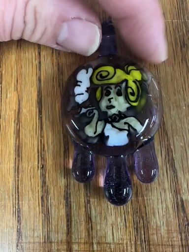 Preview pic of Windstar glass custom Wilma flinstone drippy pendant rare early piece