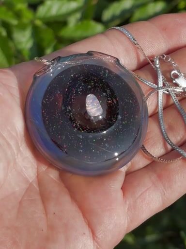 Preview pic of Crushed opal pendant with sterling chain