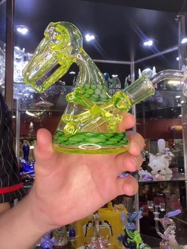 Preview pic of Chameleon Glass Dino Skeleton UV Rig Water Pipe (Piece of the Day-One of a Kind)