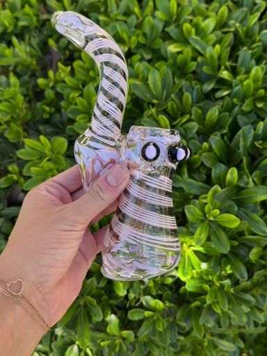 Preview pic of Pink & Purple Dichroic Glass Bubbler