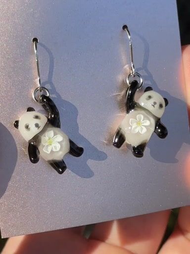 Preview pic of Panda Earrings by Azusa Glass