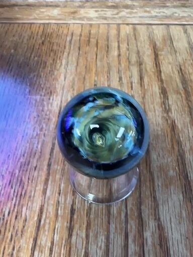 Preview pic of 2016 Rushin glass custom 35mm cyclone marble with natural canary yellow diamond