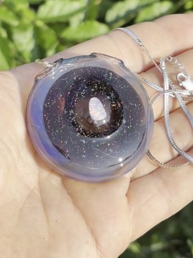 Preview pic of Crushed opal pendant with sterling chain