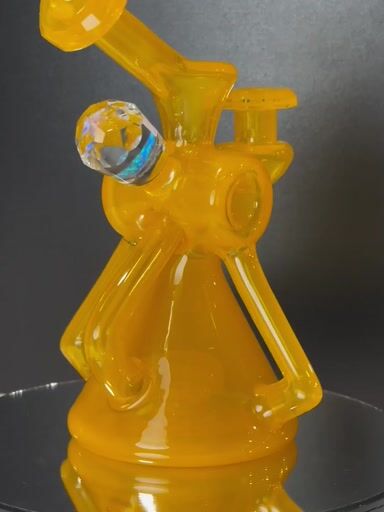 Preview pic of Bowman Glass V5 Double Dumper W/ Facted Accents and Opal Marble Attachment