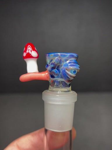 Preview pic of Mushroom monster slide 18mm 4 hole  blue amber purple