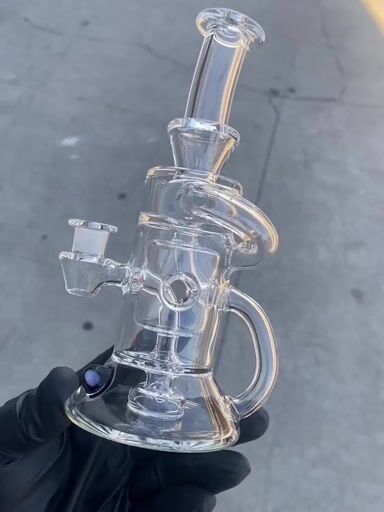 Preview pic of Clear Fab Bloop Klein Recycler by Evan Chait Glassworks