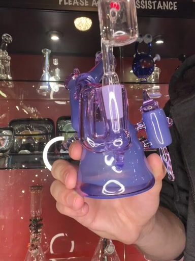 Preview pic of Tri Pawd Glassworks Multi-Colored Hand Blown Rig - Gemini & Purple Urple