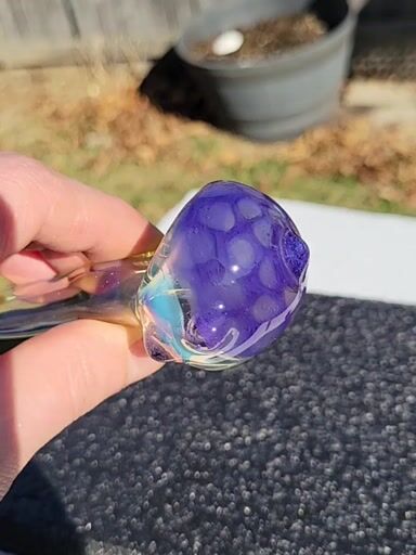 Preview pic of Silver fumed spoon with purple urple honeycomb cap