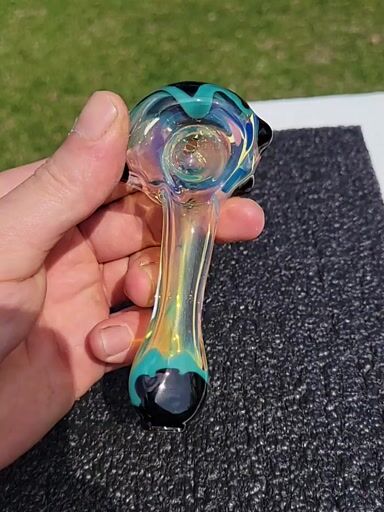 Preview pic of Silver fume,  opaque aqua and jetblack spoon