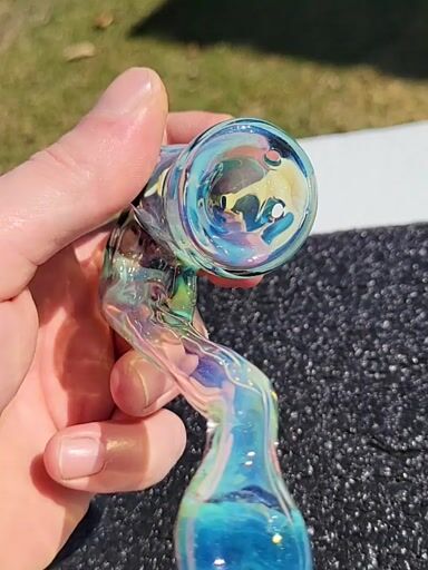 Preview pic of Bubble hash Sherlock #7 blue stardust over sea slyme 3 hole