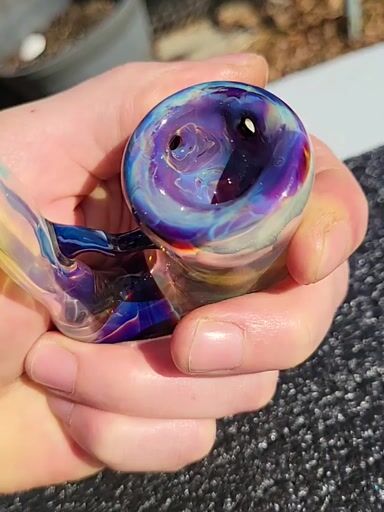 Preview pic of Bubble hash Sherlock #8 double amber purple 3 hole