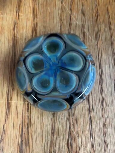 Preview pic of Rushin glass fumed dot stack with see through back disc pendant signed and dated new old stock